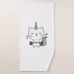 Cat Unicorn T Shirt Workout Gym Rainbow Caticorn C Bath Towel