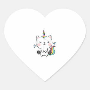 Cat Unicorn T Shirt Workout Gym Rainbow Caticorn C Heart Sticker