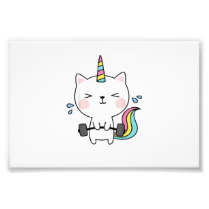 Cat Unicorn T Shirt Workout Gym Rainbow Caticorn C Photo Print