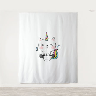 Cat Unicorn T Shirt Workout Gym Rainbow Caticorn C Tapestry