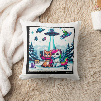 Cat & Unicorn UFO Selfie: Big Meeting Pillow #1