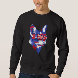 Cat Union Jack In Sunglasses For Kids & Uk British Sweatshirt