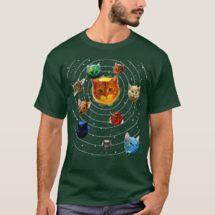 Cat Universe Funny Kitten Planets Solar System Gal T-Shirt
