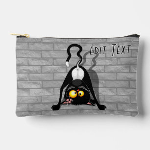 Cat Upside Down Funny Cartoon Character Accessory Pouch