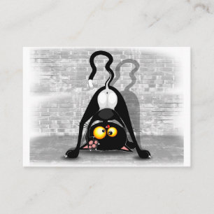 Cat Upside Down Funny Cartoon Character Business Card