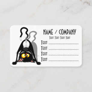 Cat Upside Down Funny Cartoon Character Business Card