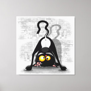 Cat Upside Down Funny Cartoon Character Canvas Print