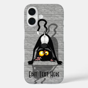 Cat Upside Down Funny Cartoon Character iPhone 16 Case