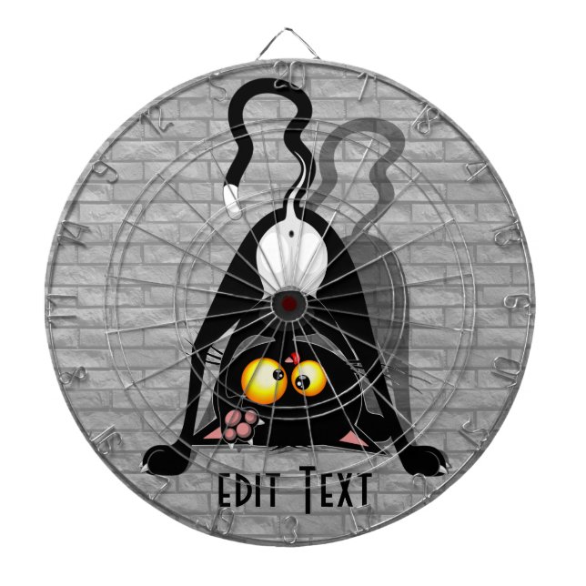 Cat Upside Down Funny Cartoon Character Dartboard (Front)
