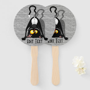 Cat Upside Down Funny Cartoon Character Hand Fan