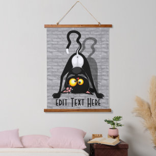 Cat Upside Down Funny Cartoon Character Hanging Tapestry