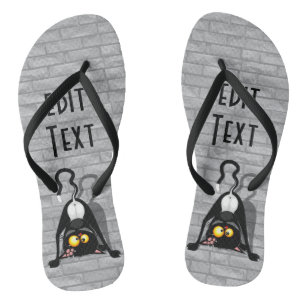 Cat Upside Down Funny Cartoon Character Jandals