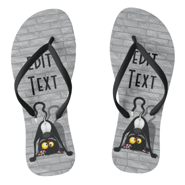 Cat Upside Down Funny Cartoon Character Jandals (Footbed)
