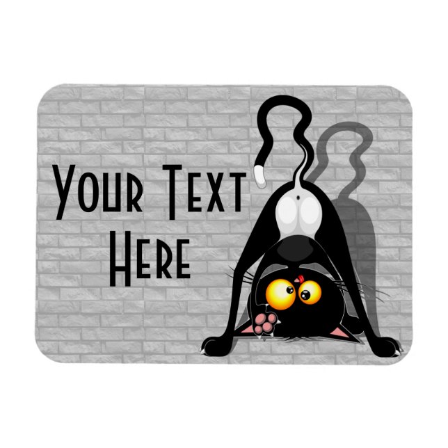 Cat Upside Down Funny Cartoon Character Magnet (Horizontal)