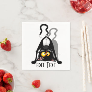 Cat Upside Down Funny Cartoon Character Napkin