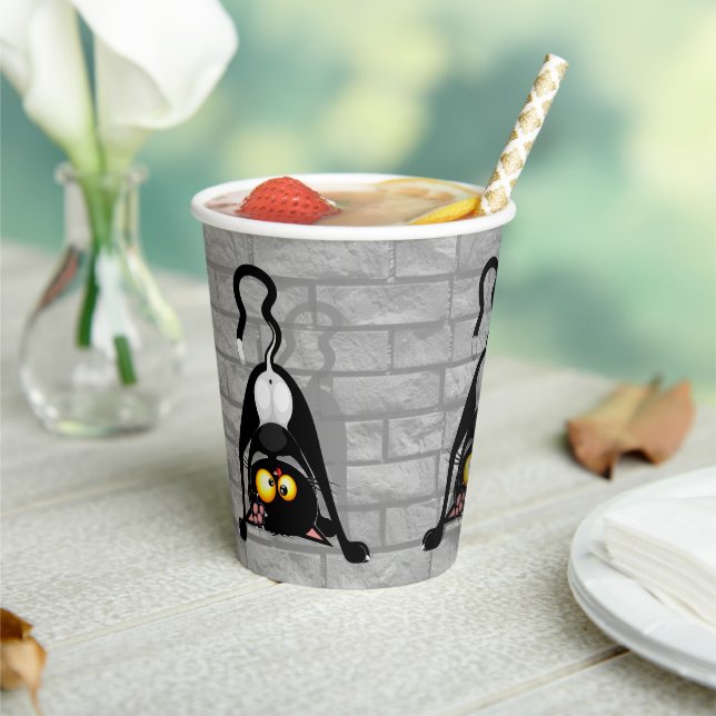 Cat Upside Down Funny Cartoon Character Paper Cups (Insitu)