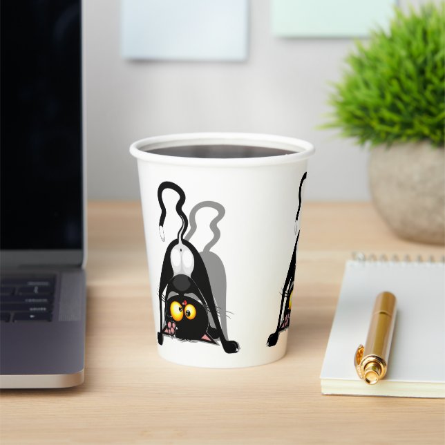 Cat Upside Down Funny Cartoon Character Paper Cups (Insitu)