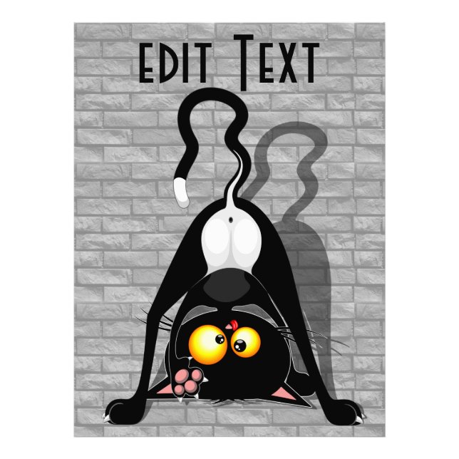 Cat Upside Down Funny Cartoon Character Photo Print (Front)