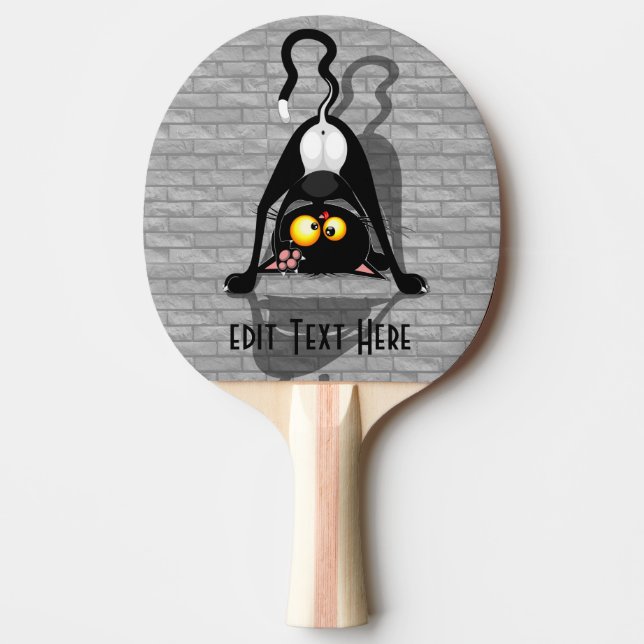 Cat Upside Down Funny Cartoon Character Ping Pong Paddle (Front)
