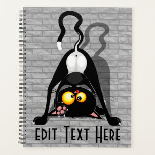 Cat Upside Down Funny Cartoon Character Planner