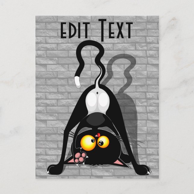 Cat Upside Down Funny Cartoon Character Postcard (Front)