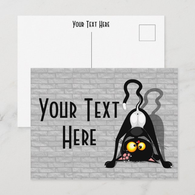 Cat Upside Down Funny Cartoon Character Postcard (Front/Back)