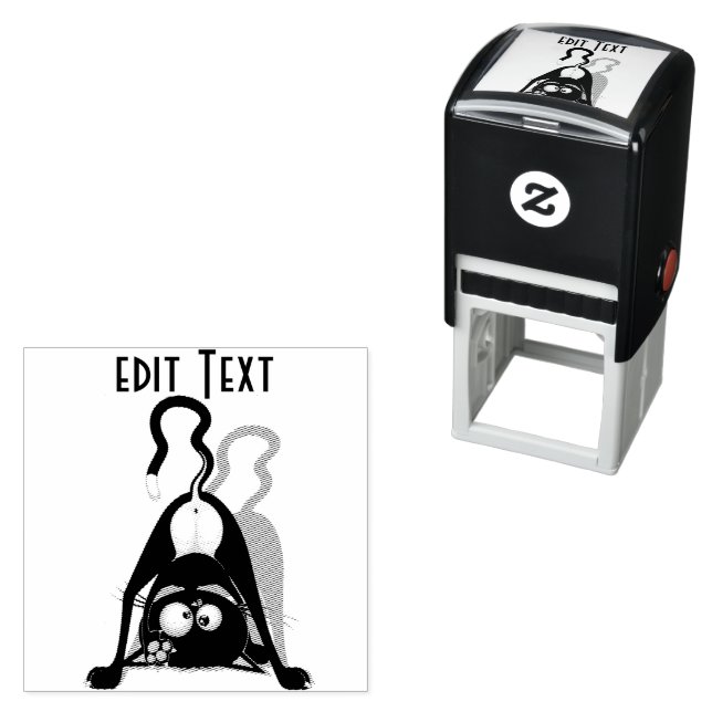 Cat Upside Down Funny Cartoon Character Self-inking Stamp (In Situ)