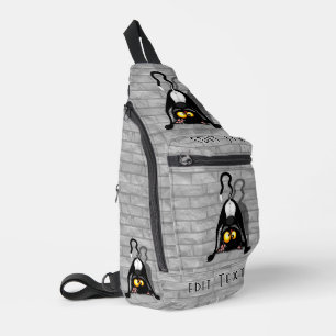 Cat Upside Down Funny Cartoon Character Sling Bag