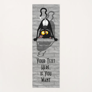 Cat Upside Down Funny Cartoon Character Yoga Mat