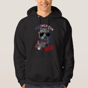 Cat Us Flag Sunglasses All American Cat Dad Hoodie