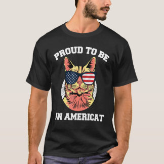 Cat Us Flag Sunglasses Proud To Be An Americat 4th T-Shirt
