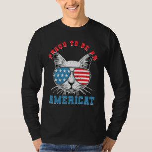 Cat Us Flag Sunglasses Proud To Be An Americat For T-Shirt