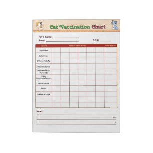 Cat Vaccination Chart Notepad