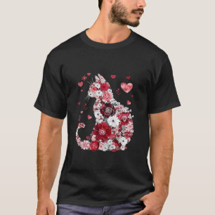 Cat Valentine Floral Art for Cat Lovers Couple Lon T-Shirt