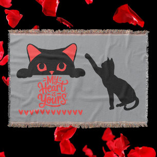 Cat Valentine - My Heart is Yours on grey   Throw Blanket