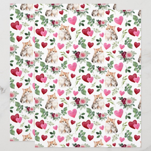 Cat Valentine Scrapbook Paper (Front/Back)