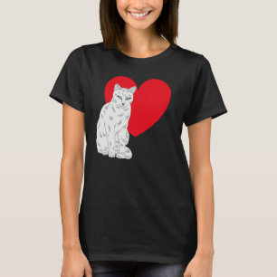 Cat Valentine's Day Kitten Heart Cute White Cat T-Shirt