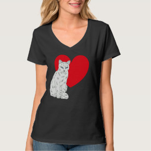 Cat Valentine's Day Kitten Heart Cute White Cat T-Shirt