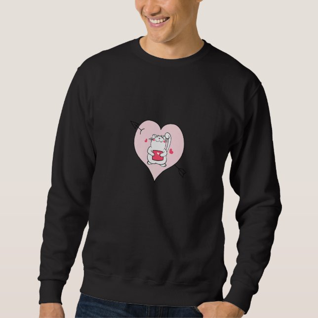 Cat Valentines Day Love Letter Heart Kitten Love C Sweatshirt (Front)