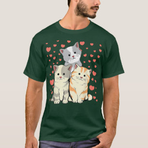 Cat Valentine's Day Red Heart's  For Cat Lover  T-Shirt