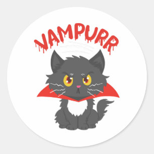Cat Vampire Halloween Classic Round Sticker