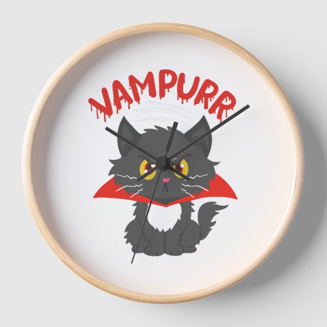 Cat Vampire Halloween Clock (Front)