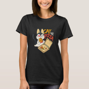 Cat Versus Delicious Pizza Italian Dish Pizza T-Shirt