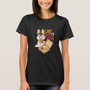 Cat Versus Delicious Pizza Italian Dish Pizza T-Shirt