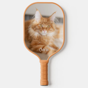 Cat Vertical Portrait Photo - Cute Font Name Pickleball Paddle