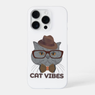 Cat Vibes – Cool Grey Cat Design iPhone 16 Pro Case
