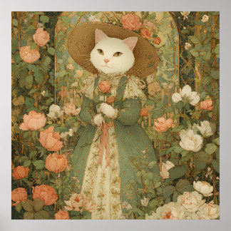 Cat - Victorian Cat Lady Rosewood Poster