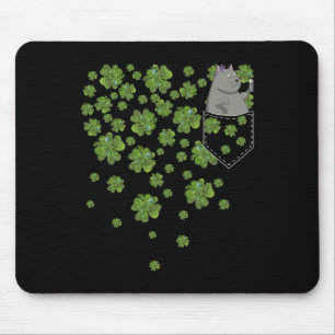 Cat Video Blogger In Pocket Green Clovers St Patri Mouse Pad