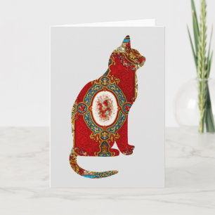 Cat Vintage Floral Card Series 12