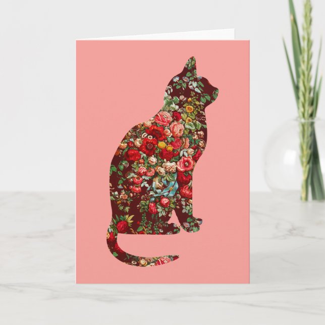 Cat Vintage Floral Card Series 13 (Front)